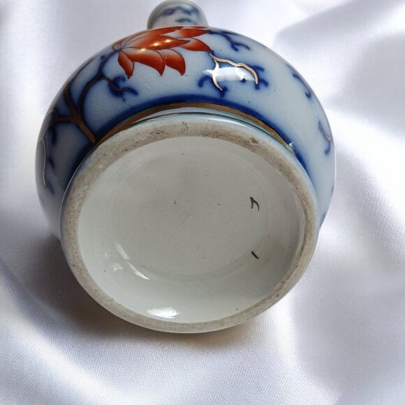 Antique Hand-Painted Asian Style Bud Vase Elegant Peony Gilded Accents, … - Picture 4 of 16